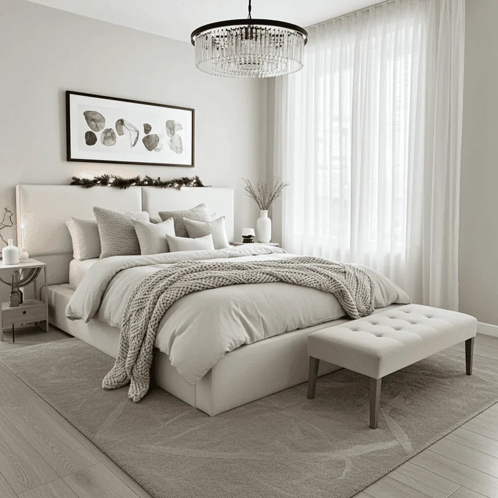 Oslo Straight Winged Bed Frame – Modern Minimalist Velvet Design