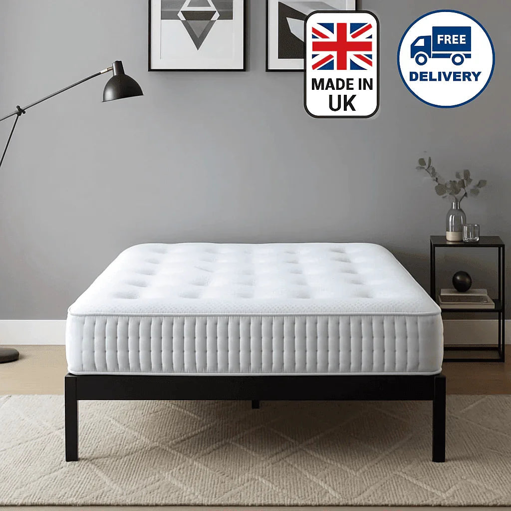 Monarch Titanium Silver Accents Upholstered Bed – Stylish Modern Bed Frame with Metallic Trim