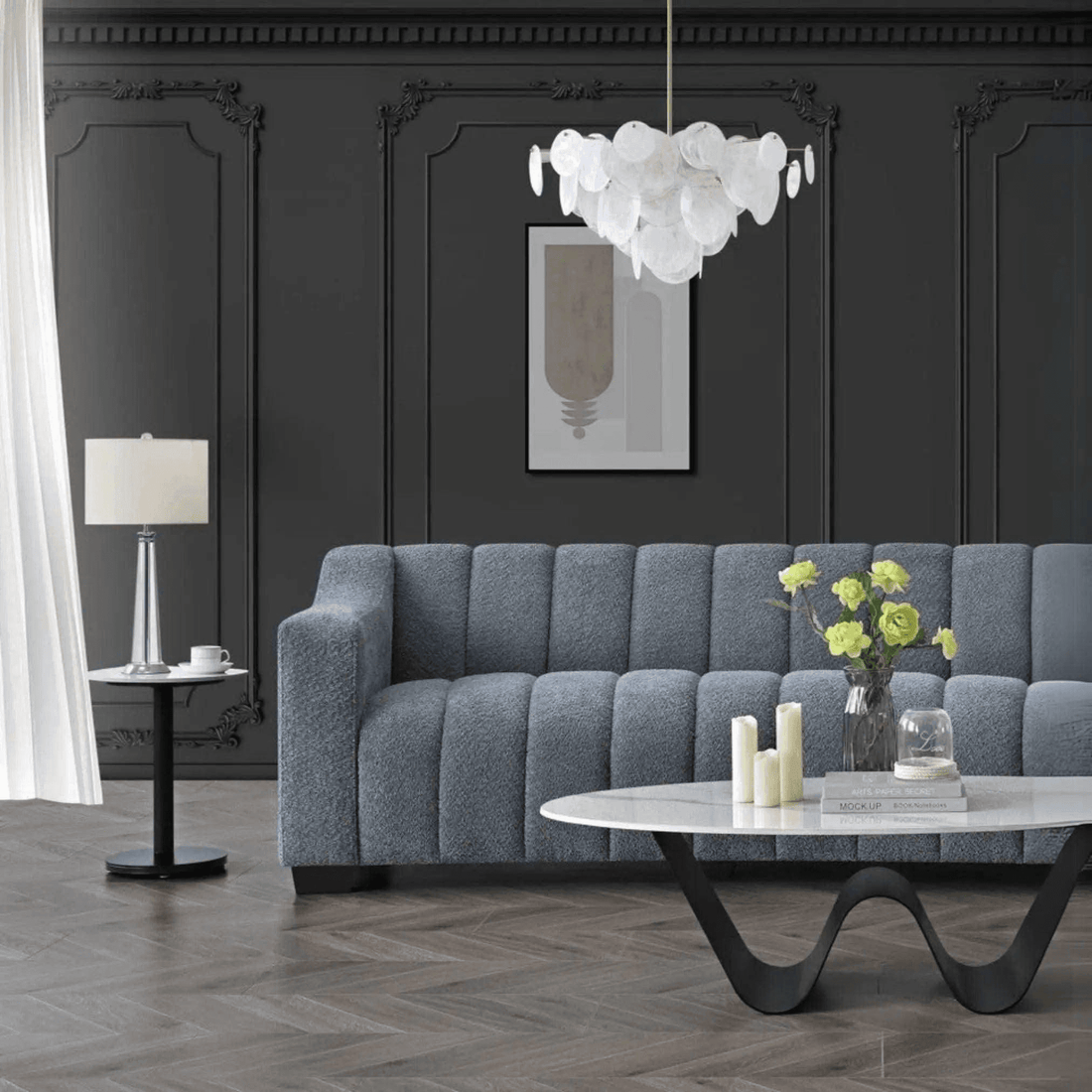 Elora Panel-Lined Upholstered TV Bed Frame - Modern Fabric Bed | UK Beds Direct