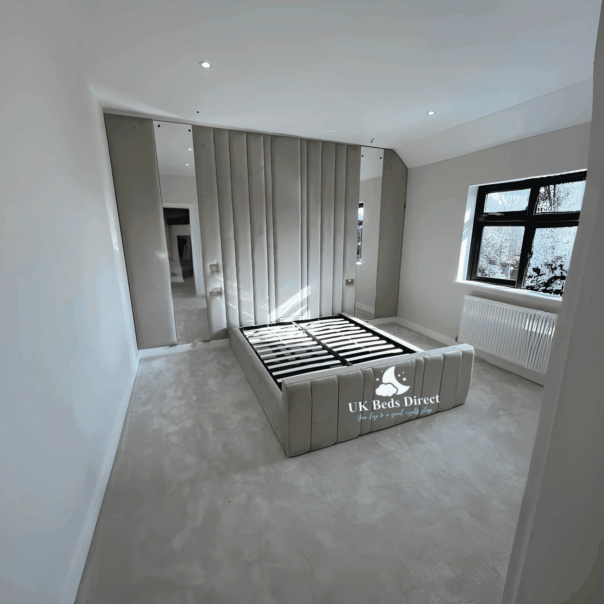 Vienna Wall Panel Bed – Bespoke Upholstered Bed Frame with Installation