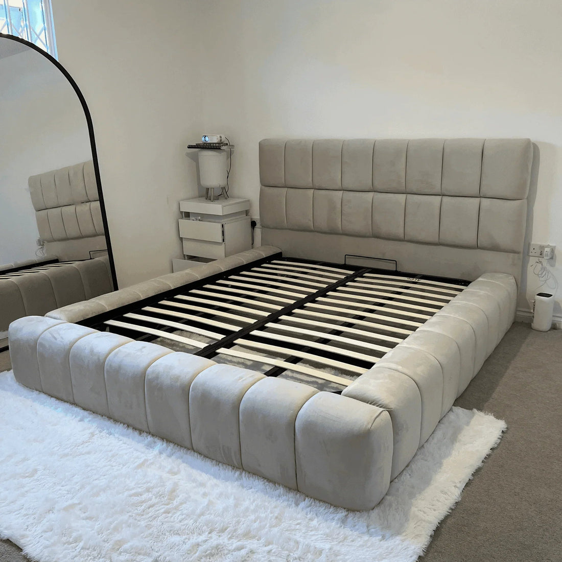 Grace Wide Panel Bed-Luxury Upholstered Bed with Storage Options