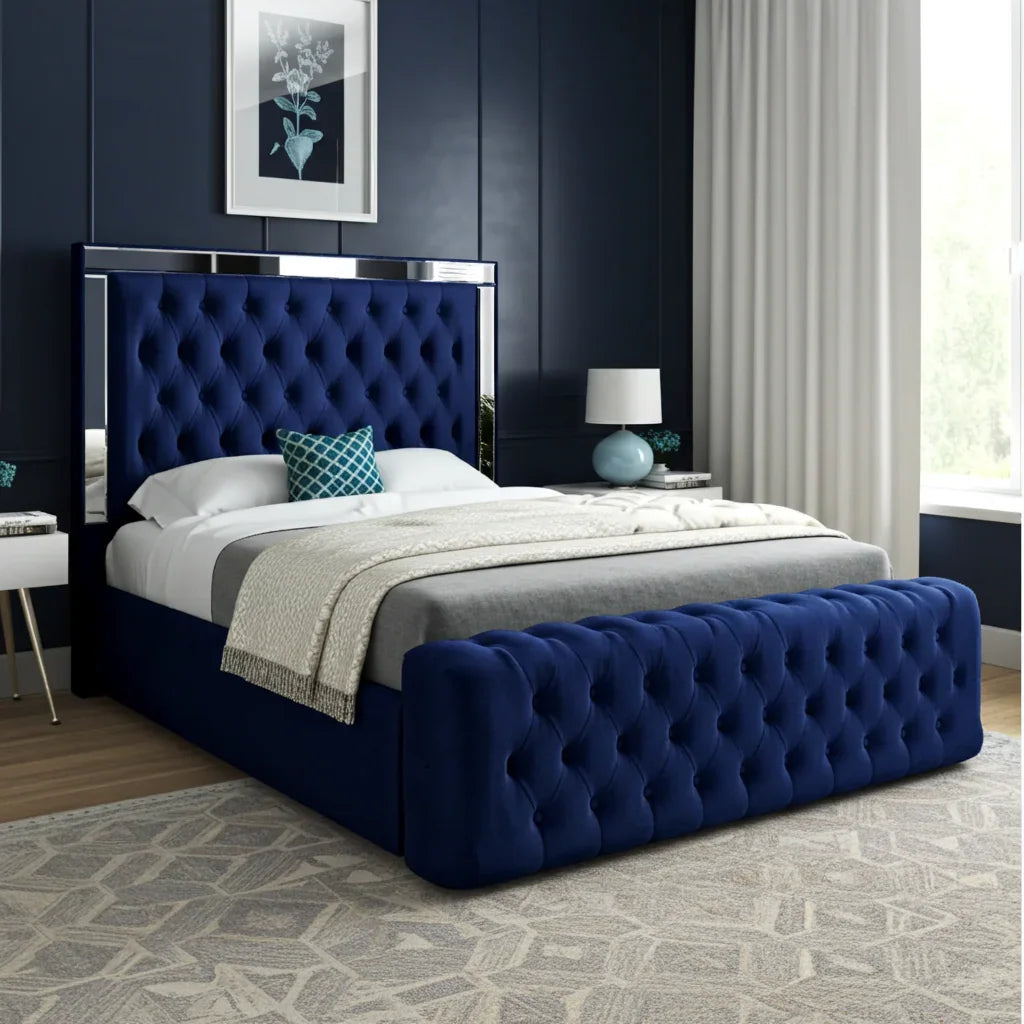 Alexandra 'High Base' Ambassador Bed Frame UK – Luxury Upholstered Bed | UK Beds Direct