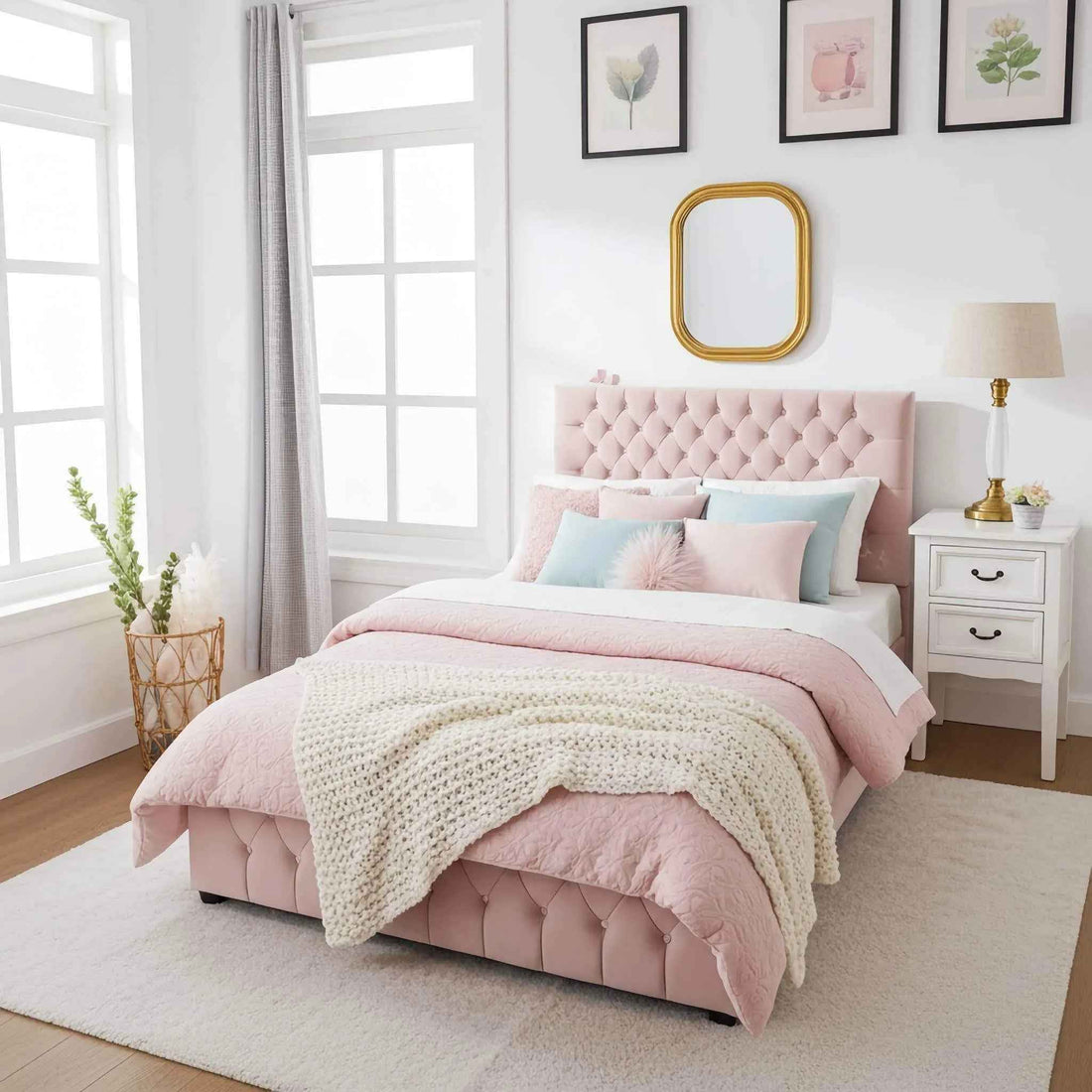Luna Linear Upholstered Low Bed Frame
