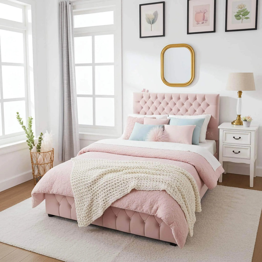 Elora Panel-Lined Upholstered TV Bed Frame - Modern Fabric Bed | UK Beds Direct