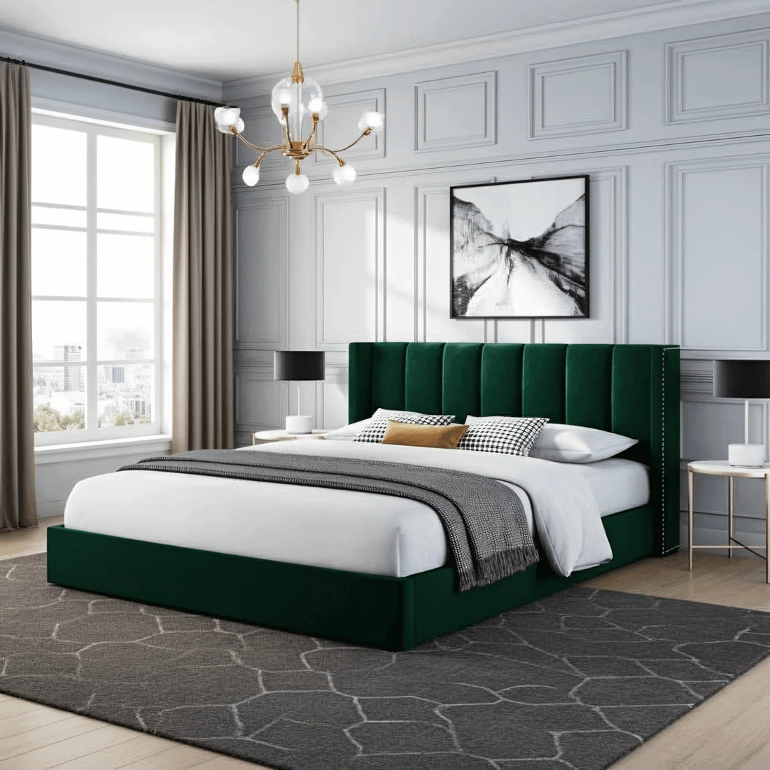 Pine Wooden Wardrobe 6 Drawers 4 Doors – Solid FSC-Certified Wood, Available in White, Grey & Dark Grey