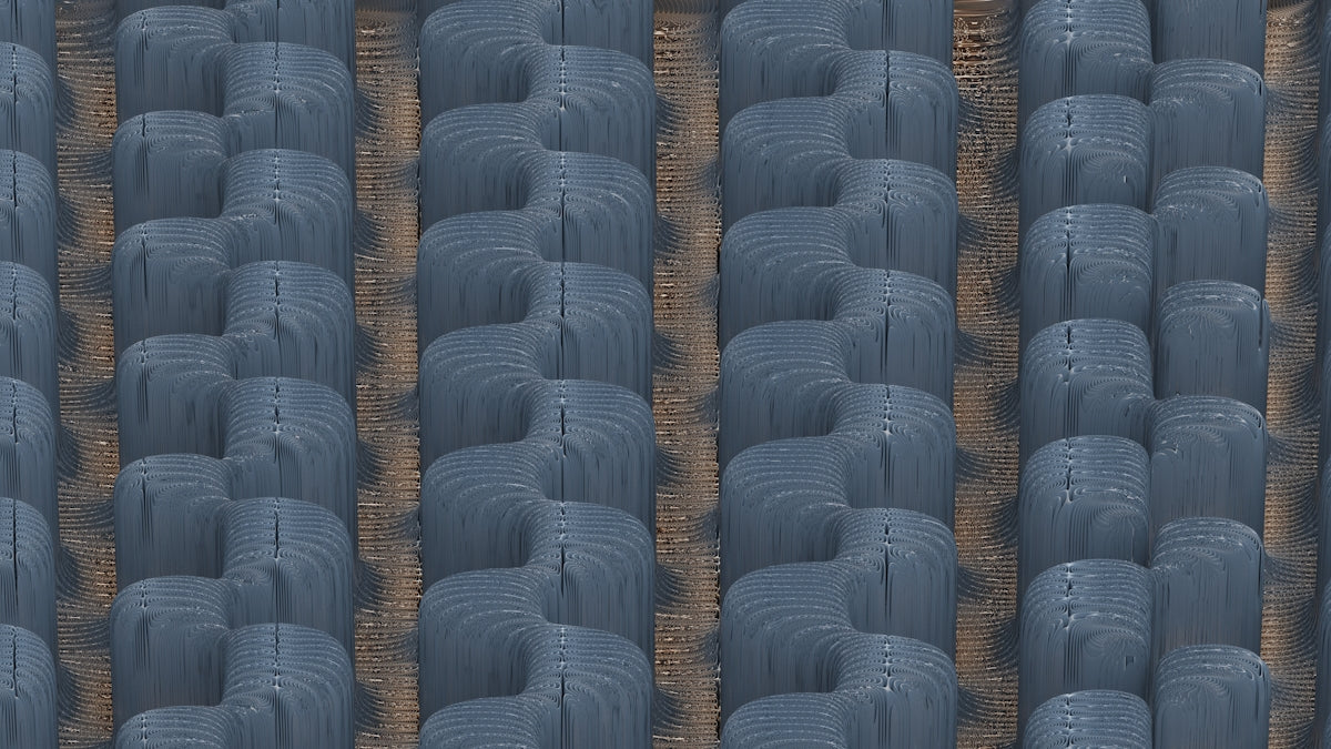 a group of blue vases sitting next to each other