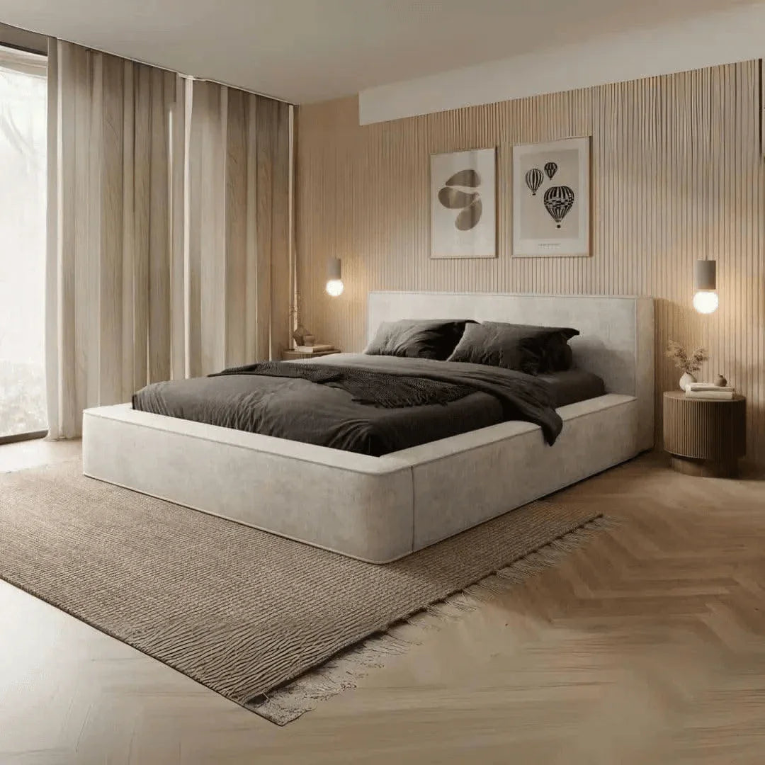 The Elvan Wingback Panel Upholstered Bed Frame UK