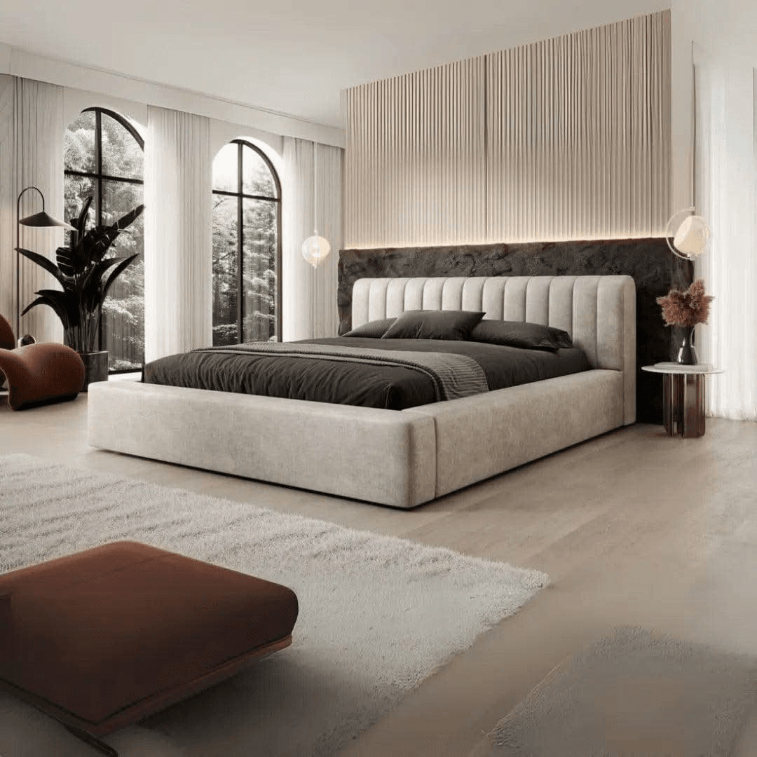 ZOE Line Panelled High Headboard Bed