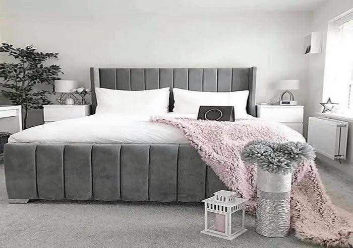 The Elvan Wingback Panel Upholstered Bed Frame UK