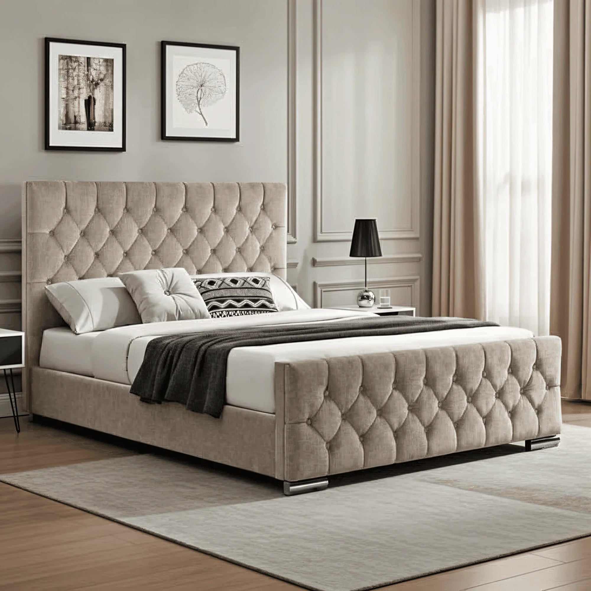 The Oulton Bed Frame: Hand-Tufted UK Design - UK Beds Direct ltd