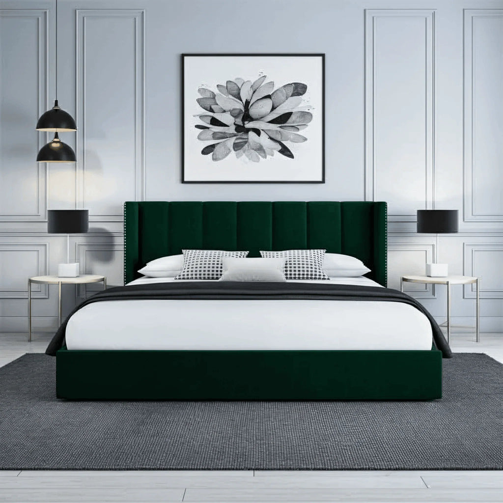 Francis Wingback Bed Frame – Chesterfield Upholstered Wingback Bed - UK Beds Direct ltd