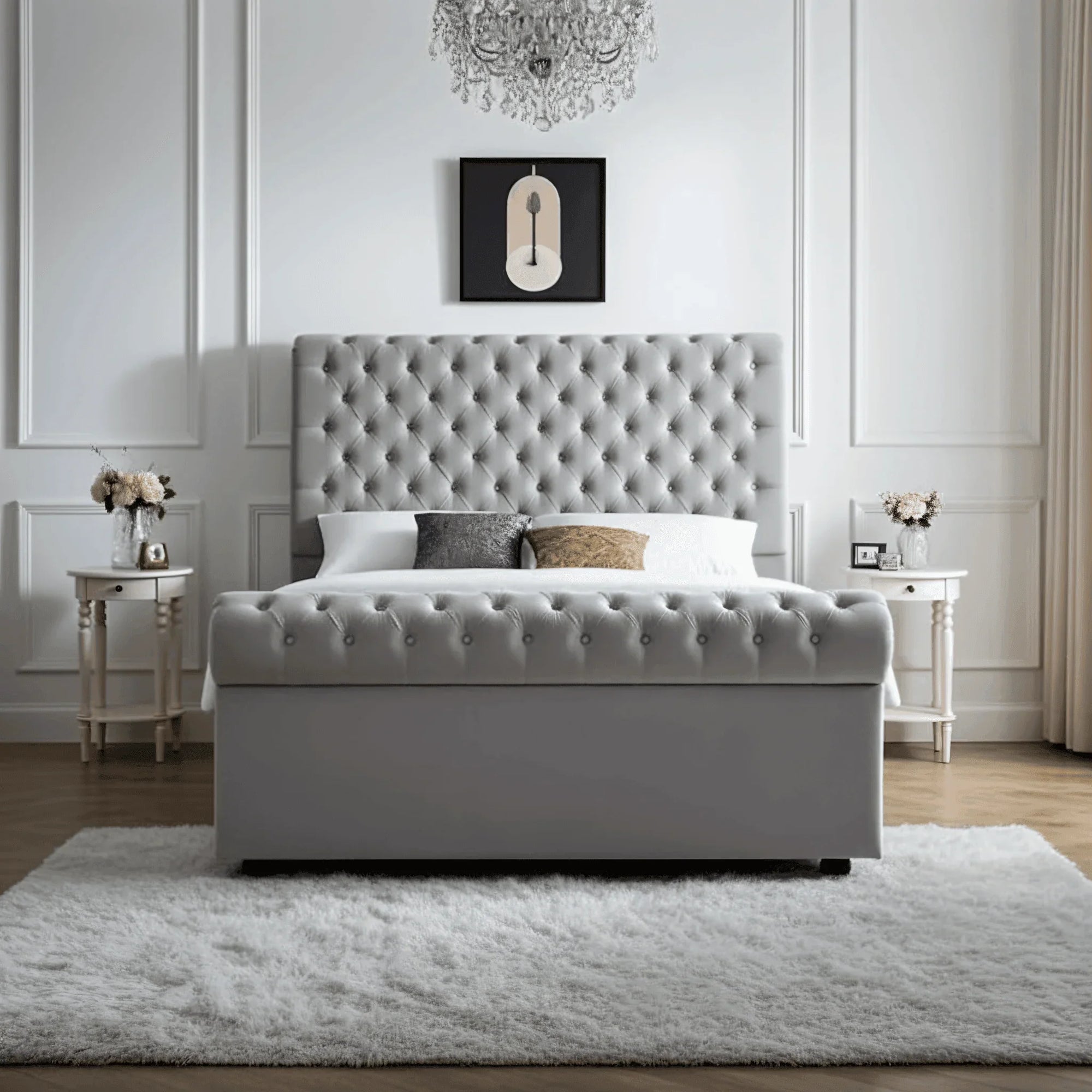 Traditional Sleigh Bed Frame – Chesterfield Design - UK Beds Direct ltd