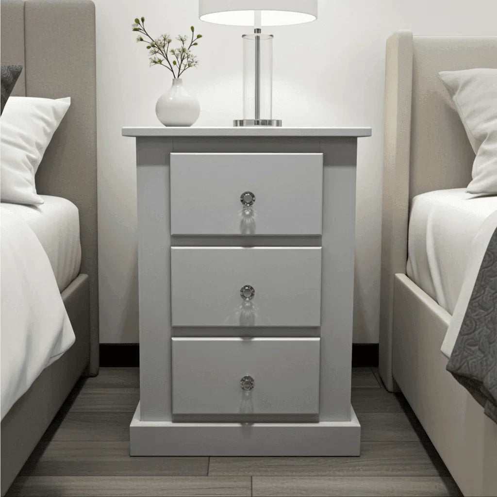 Aylesbury Mid Oak 3 Drawer Bedside Cabinet – Solid FSC-Certified Wood, Assembled - UK Beds Direct ltd