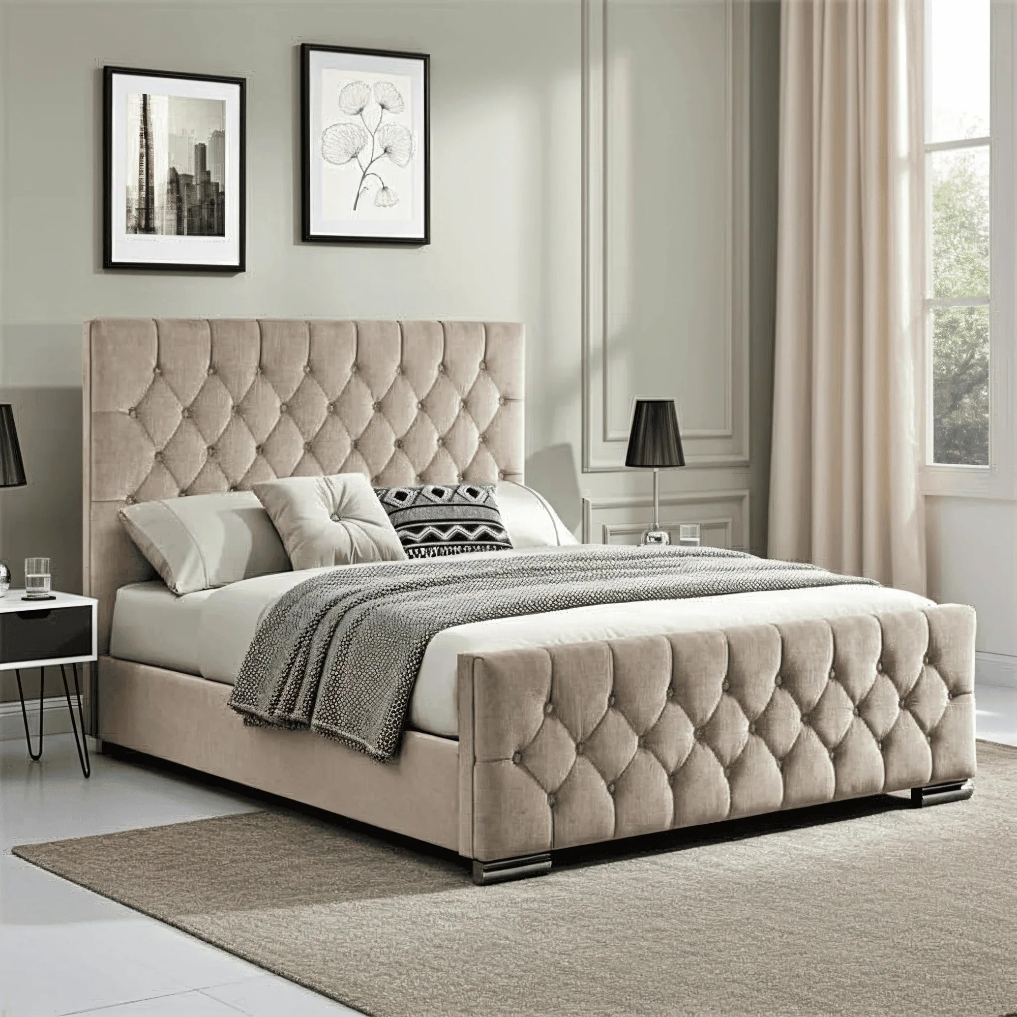 The Oulton Bed Frame: Hand-Tufted UK Design - UK Beds Direct ltd