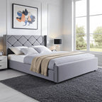 The Elvin Wingback Bed Frame – Studded Velvet Bed - UK Beds Direct ltd