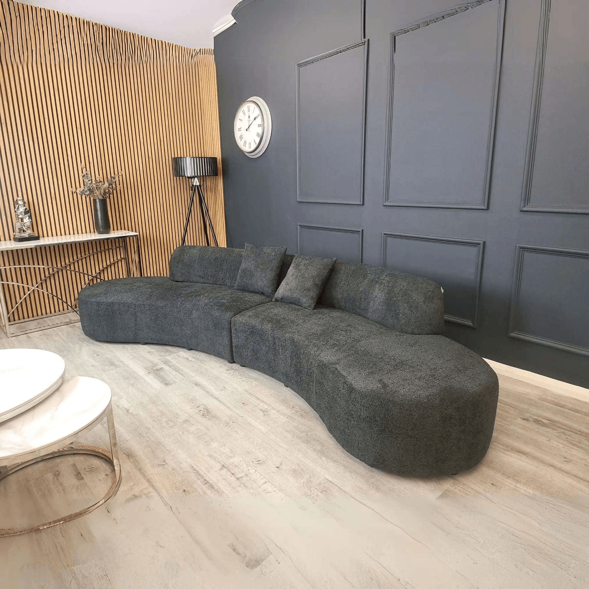 Miami Curved Cinema Boucle Sofa - UK Beds Direct ltd