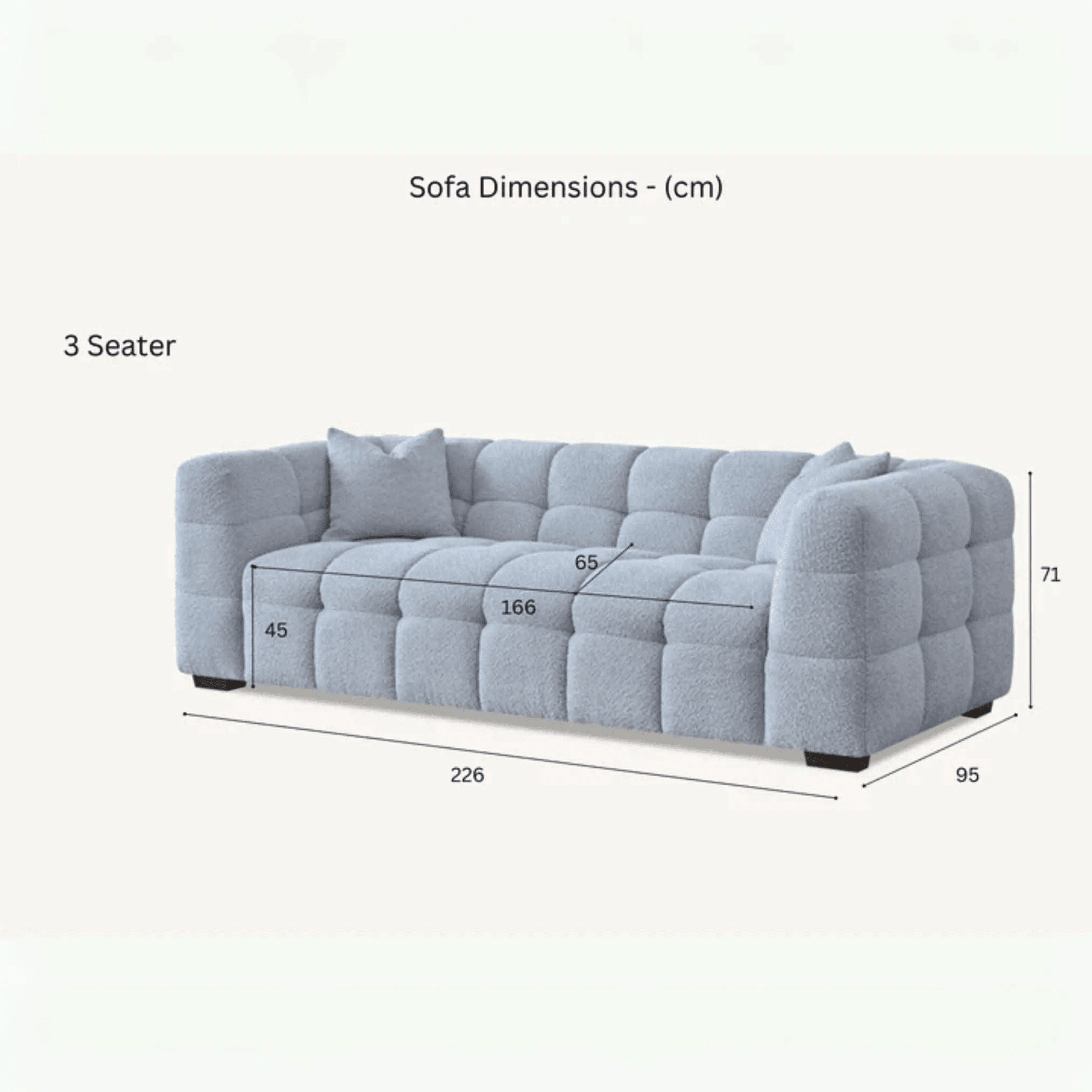 Aluxo Tribeca Sofa in Pearl Bouclé Fabric - UK Beds Direct ltd