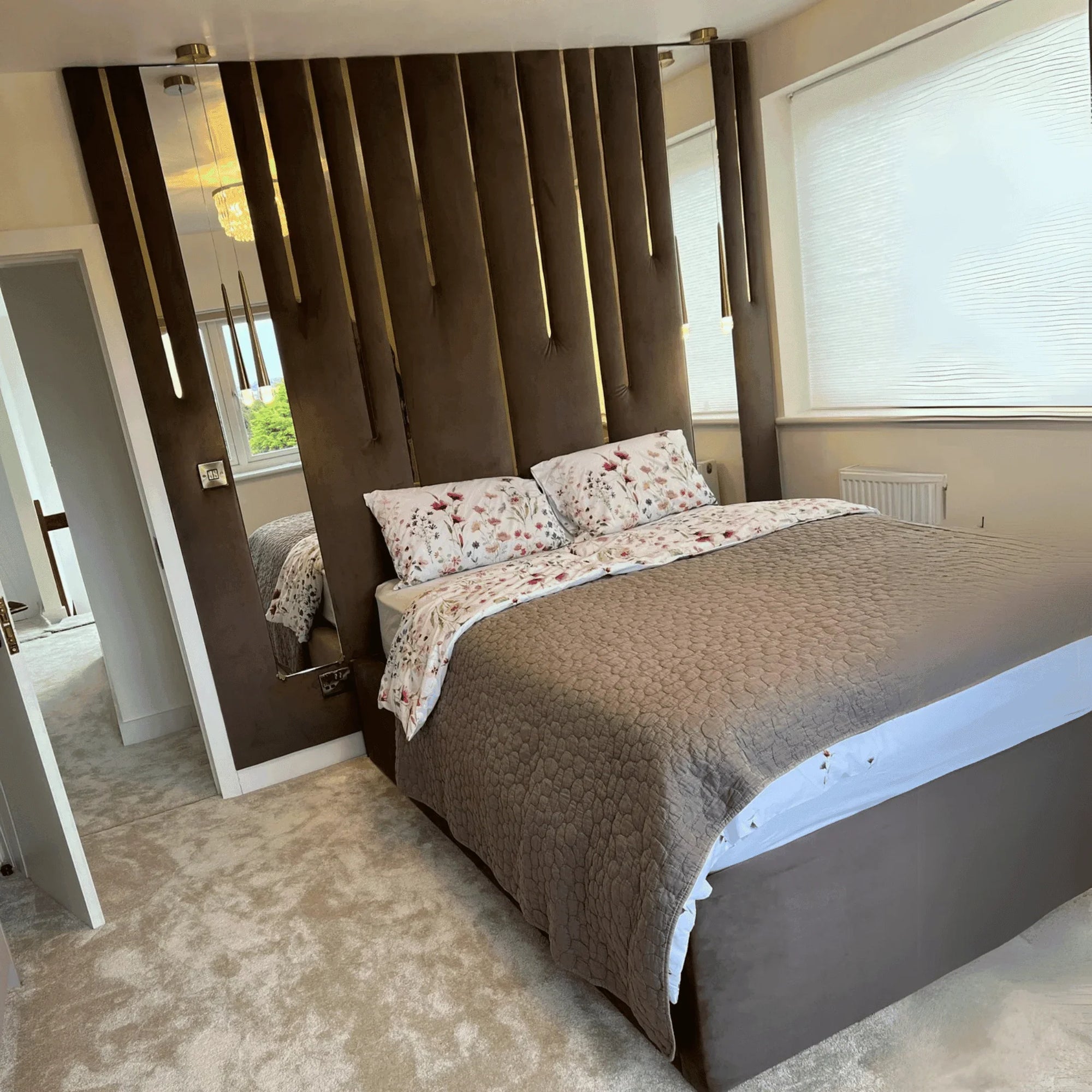 LuxeWall Panel Bed – Bespoke Upholstered Bed Frame with Full Installation - UK Beds Direct ltd