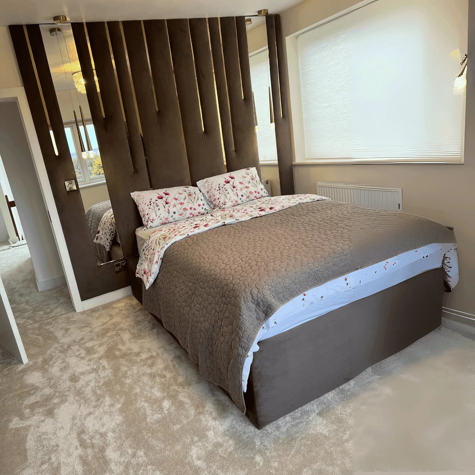 LuxeWall Panel Bed – Bespoke Upholstered Bed Frame with Full Installation - UK Beds Direct ltd