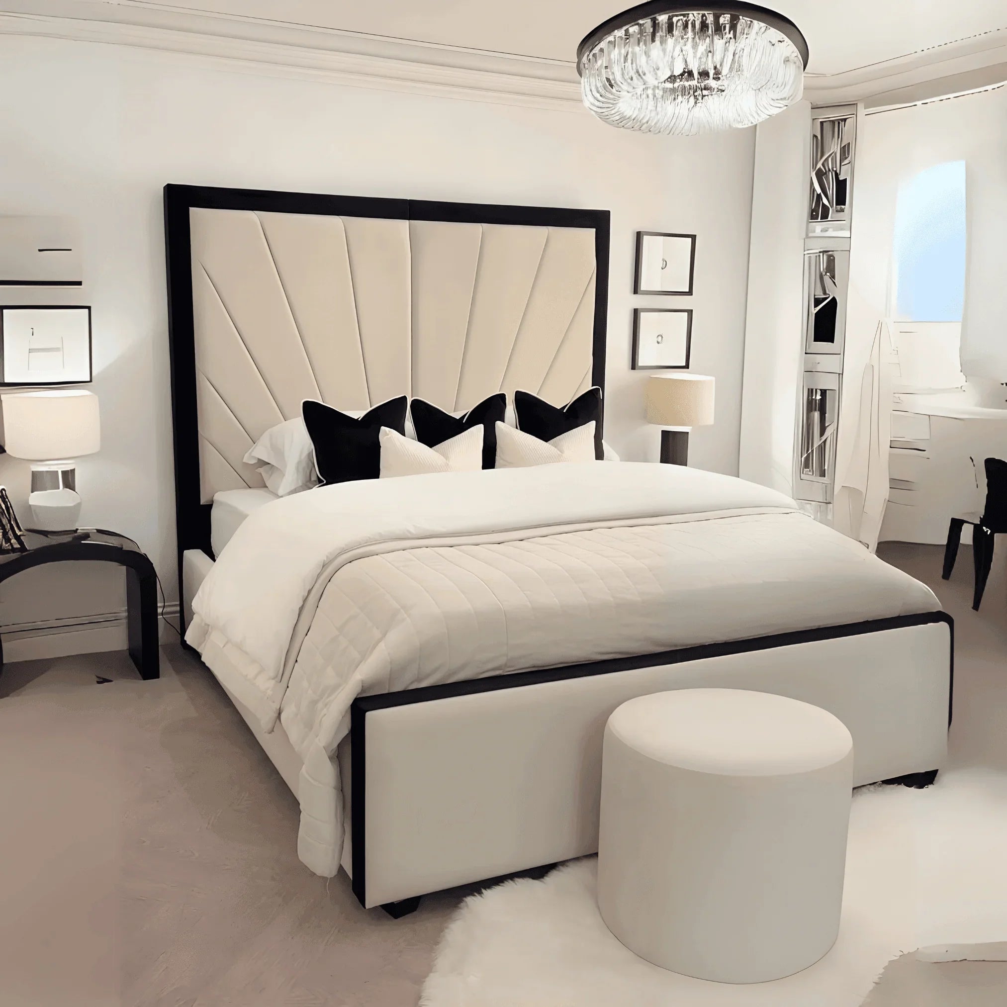 Sunrise Bed Frame – Handmade UK Bed with Floor-Standing Headboard - UK Beds Direct ltd