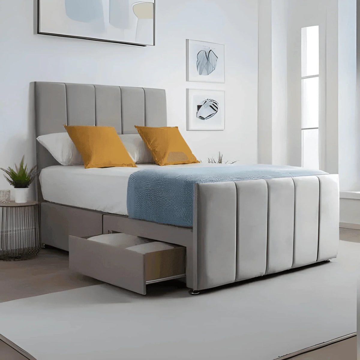 Sydney Classic Divan Bed – Tailored Finish with Matching Headboard - UK Beds Direct ltd