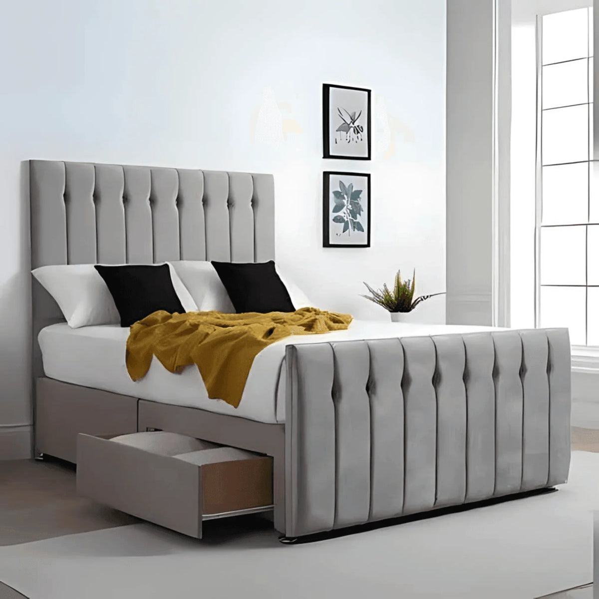 Austin Divan Bed – Tailored Finish with Matching Headboard - UK Beds Direct ltd