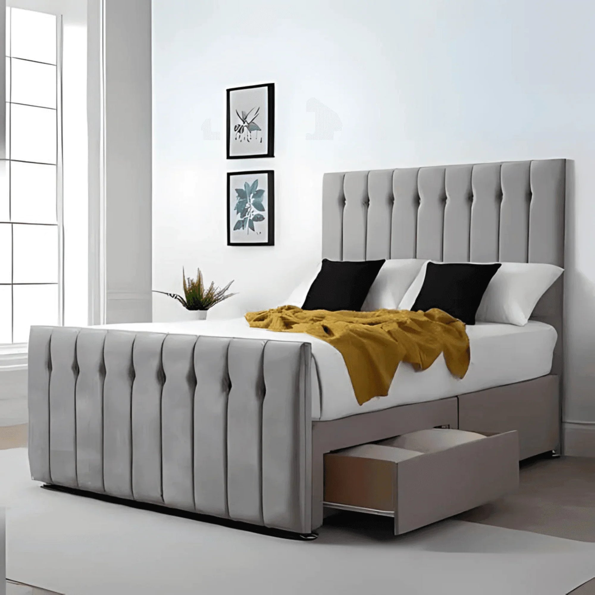 Austin Divan Bed – Tailored Finish with Matching Headboard - UK Beds Direct ltd