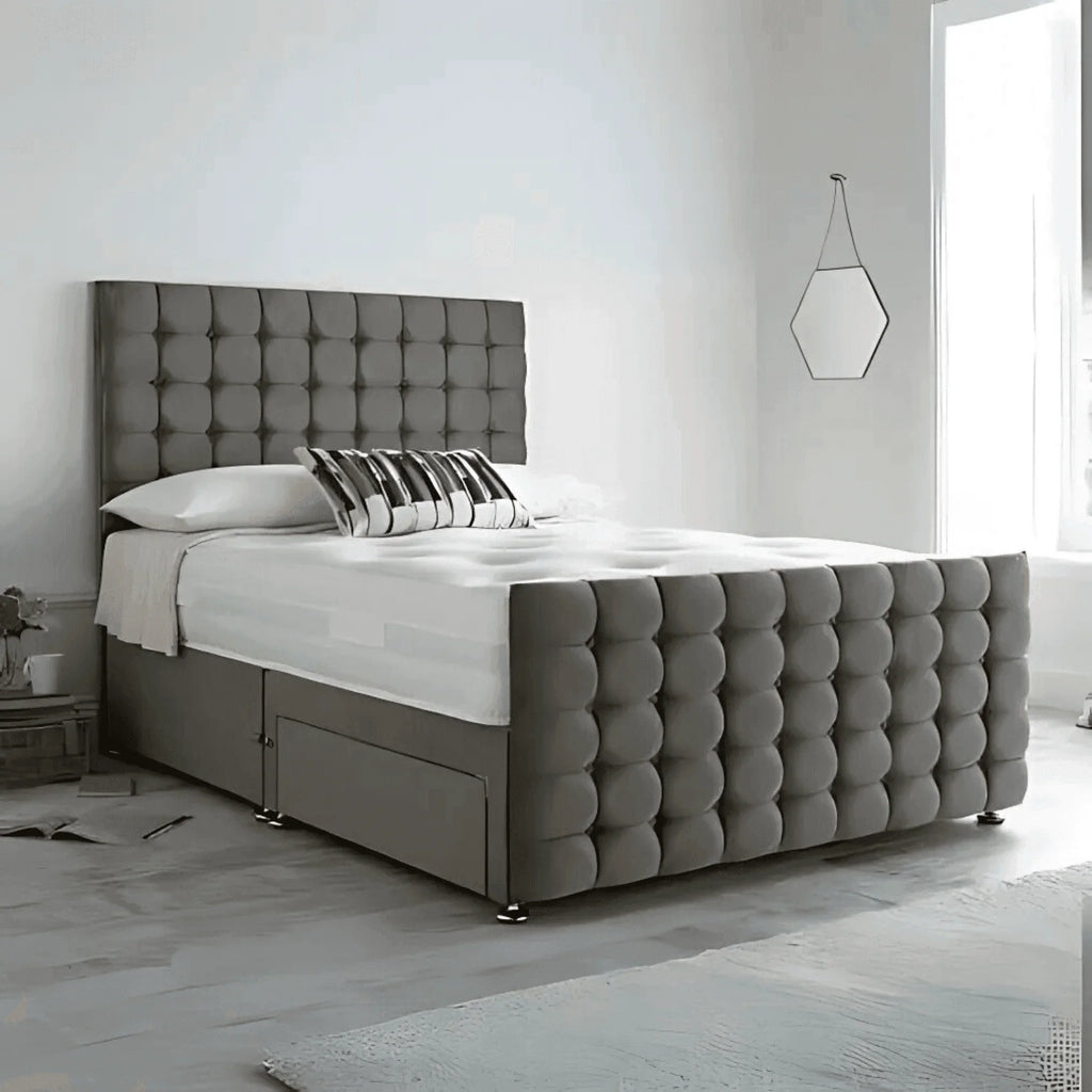Monaco Divan Bed-Tailored Finish with Matching Headboard - UK Beds Direct ltd
