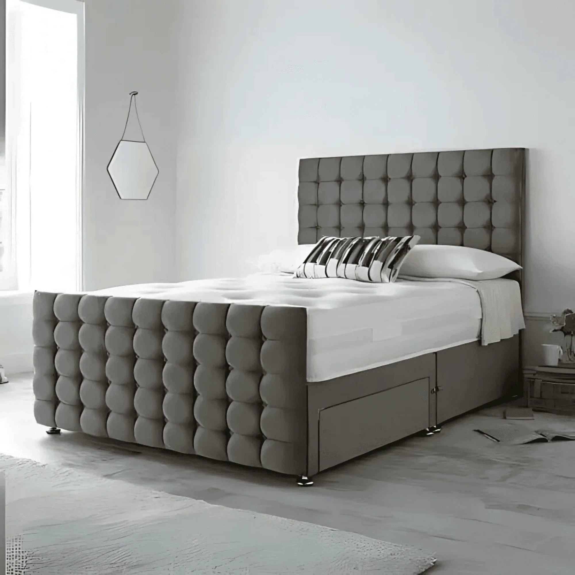 Monaco Divan Bed-Tailored Finish with Matching Headboard - UK Beds Direct ltd