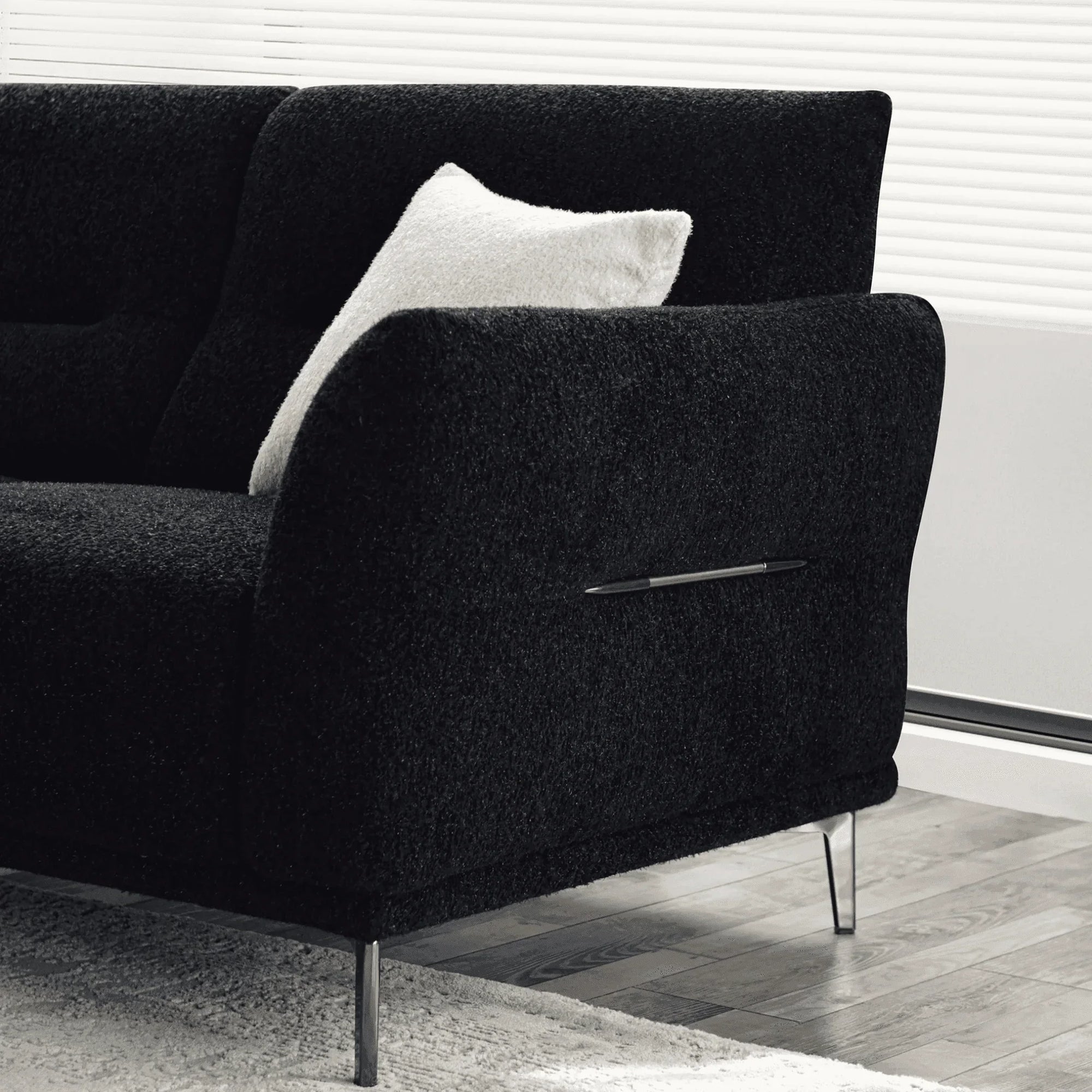 Aluxo Albany Sofa Range in Black Lux Boucle Fabric - UK Beds Direct ltd
