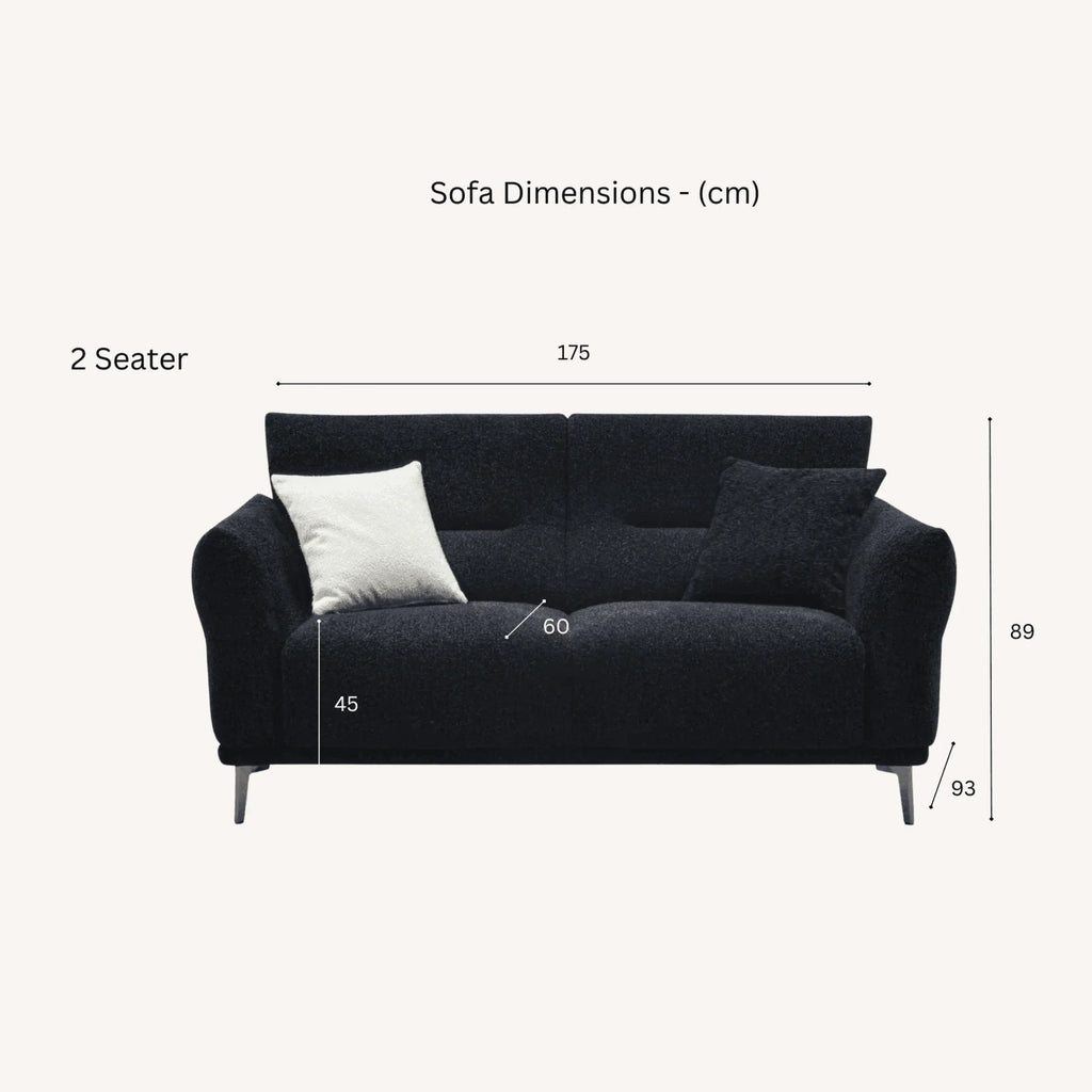 Aluxo Albany Sofa Range in Black Lux Boucle Fabric - UK Beds Direct ltd