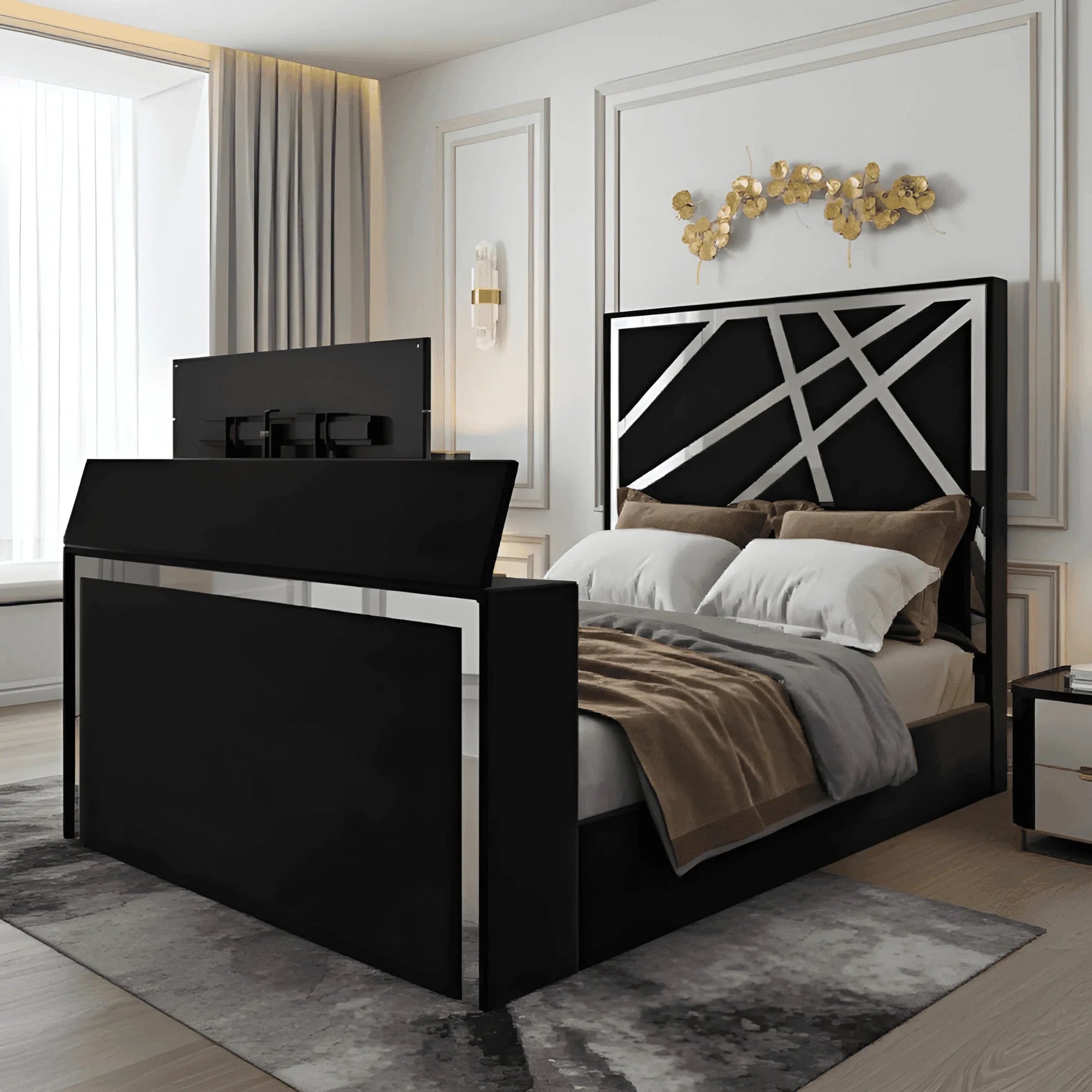 Valencia Luxe TV Bed Frame with Optional Storage & Remote-Controlled Lift | UK Beds Direct - UK Beds Direct ltd