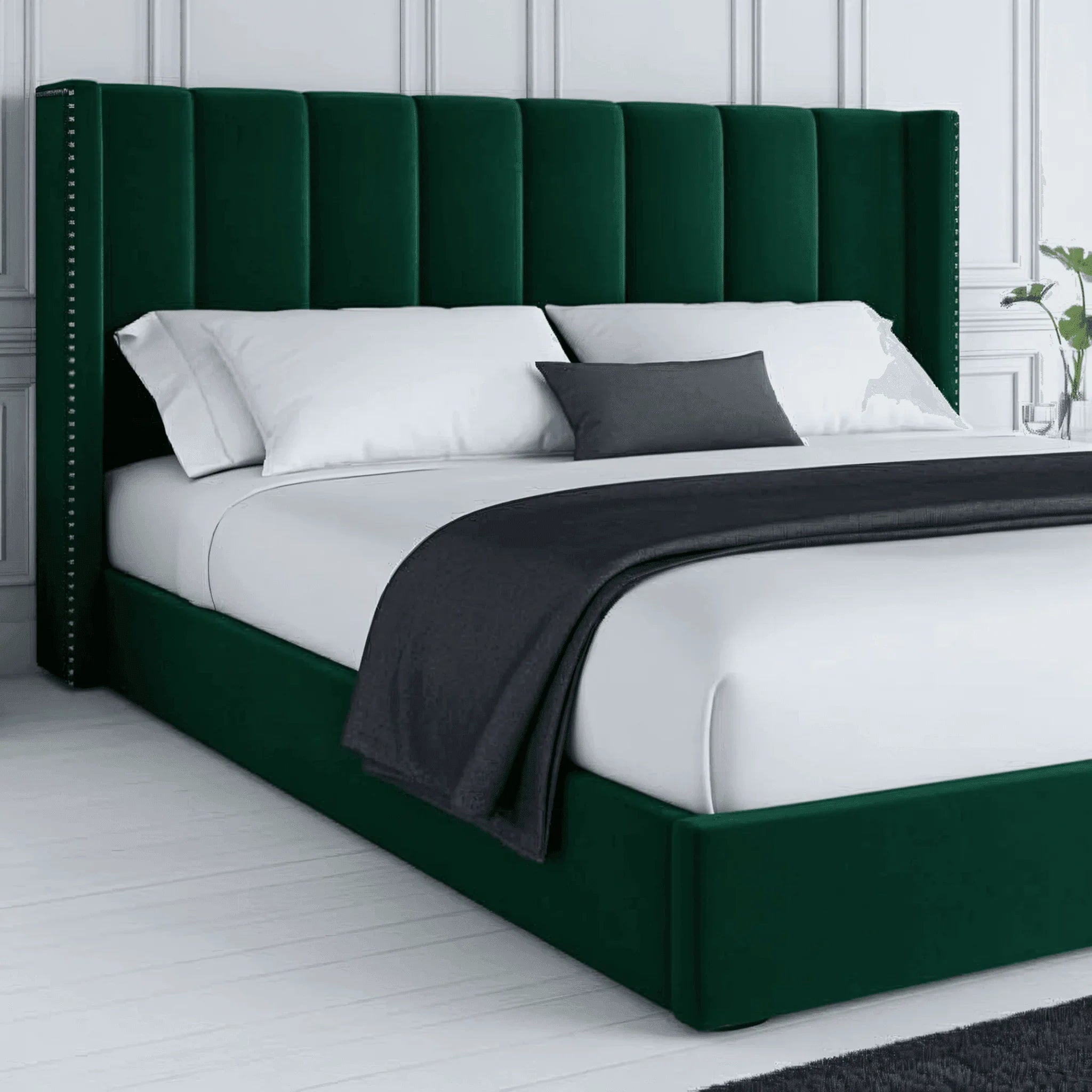 Francis Wingback Bed Frame – Chesterfield Upholstered Wingback Bed - UK Beds Direct ltd