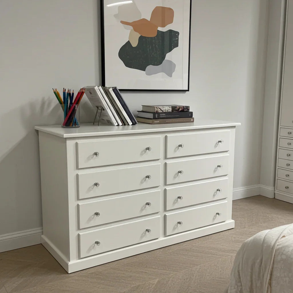 Cambridge 8-Drawer Chest – White, Grey & Dark Grey