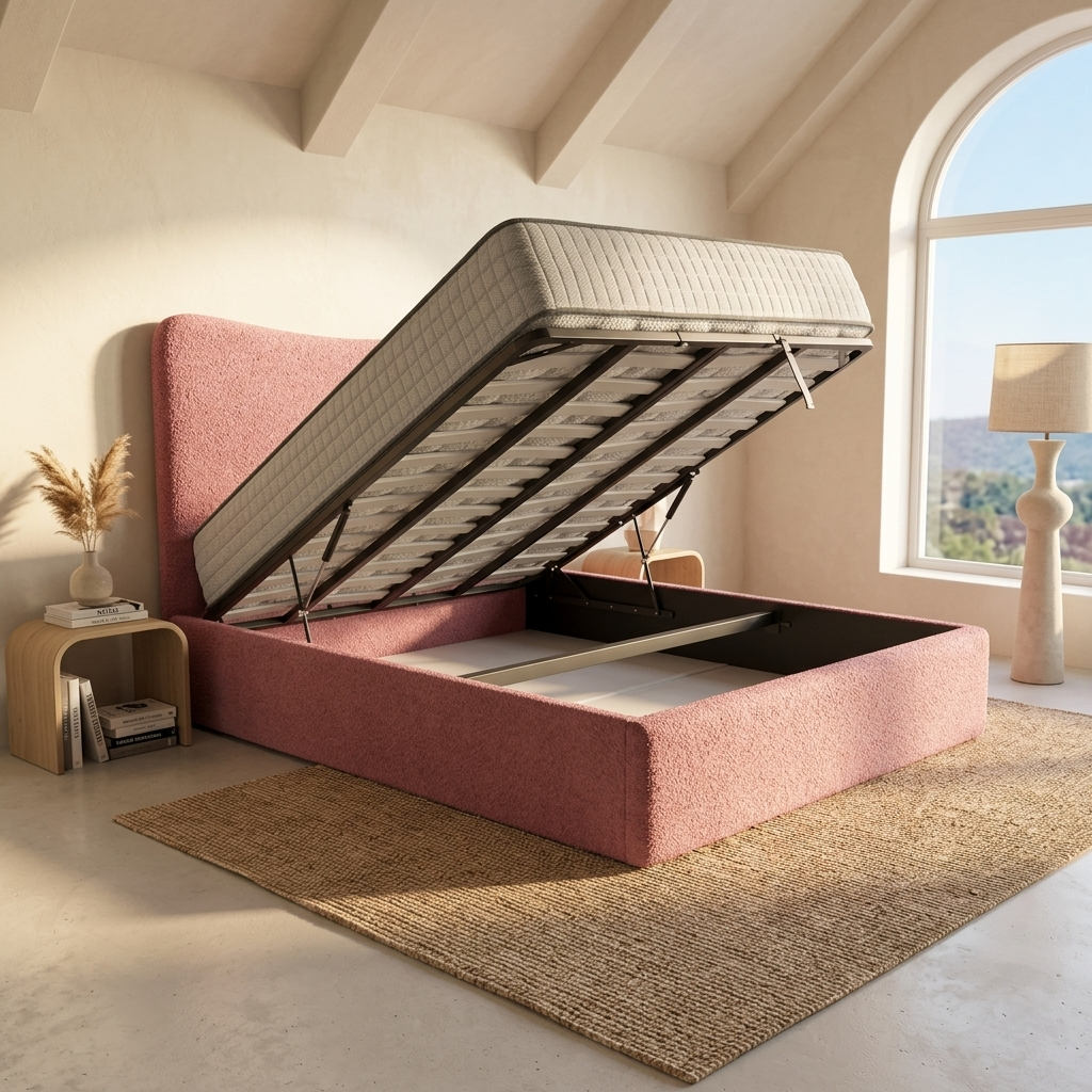 Halo Curved Upholstered Ottoman Bed Frame