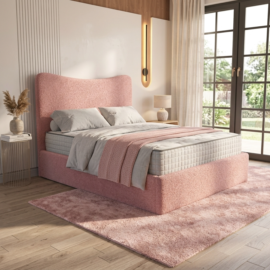 Halo Curved Upholstered Ottoman Bed Frame