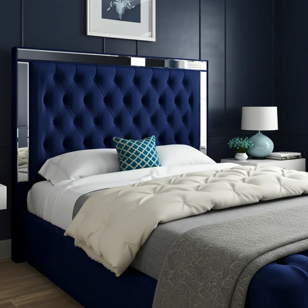 Mirage Royal – Mirrored Upholstered Soft Velvet Bed Frame | Luxury UK Design