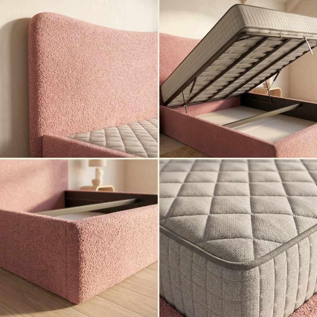 Halo Curved Upholstered Ottoman Bed Frame