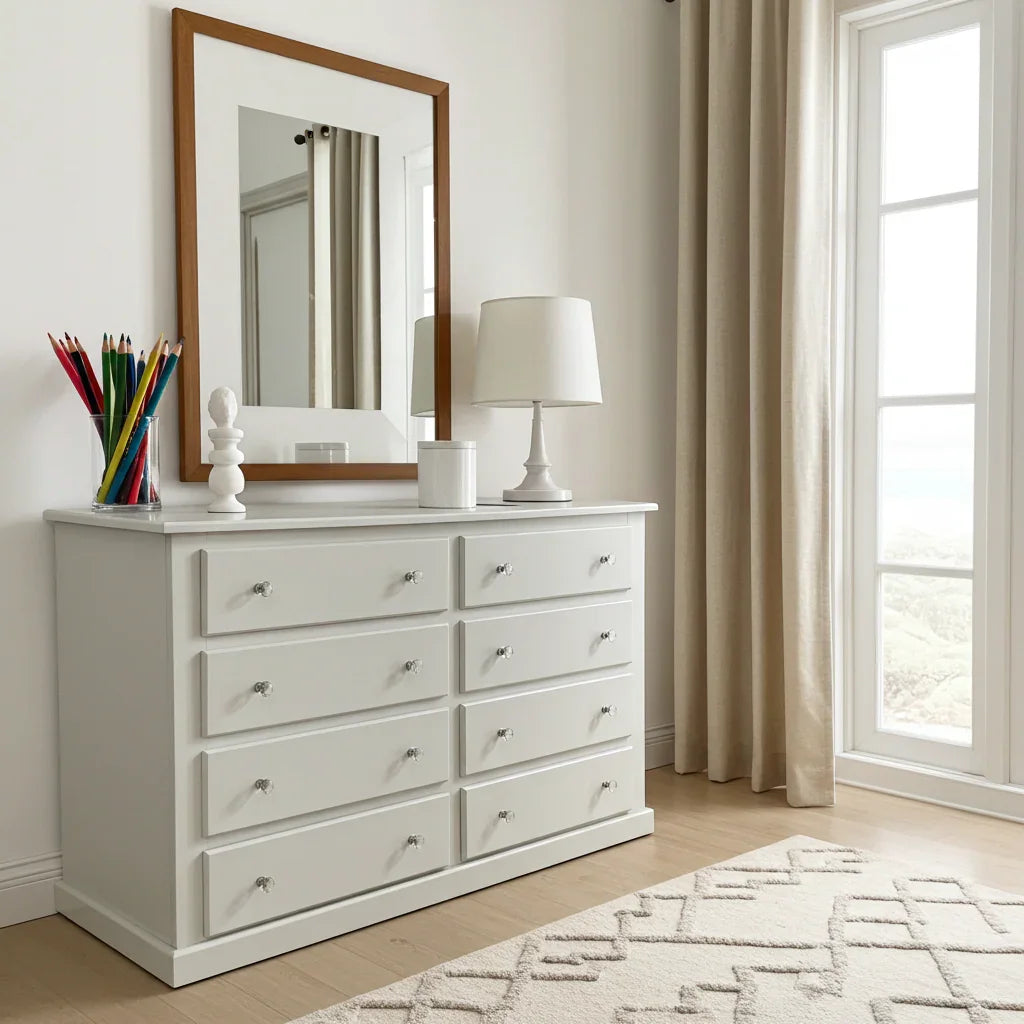 Cambridge 8-Drawer Chest – White, Grey & Dark Grey