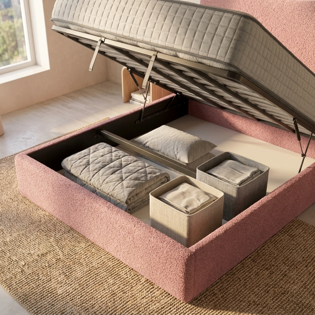 Halo Curved Upholstered Ottoman Bed Frame