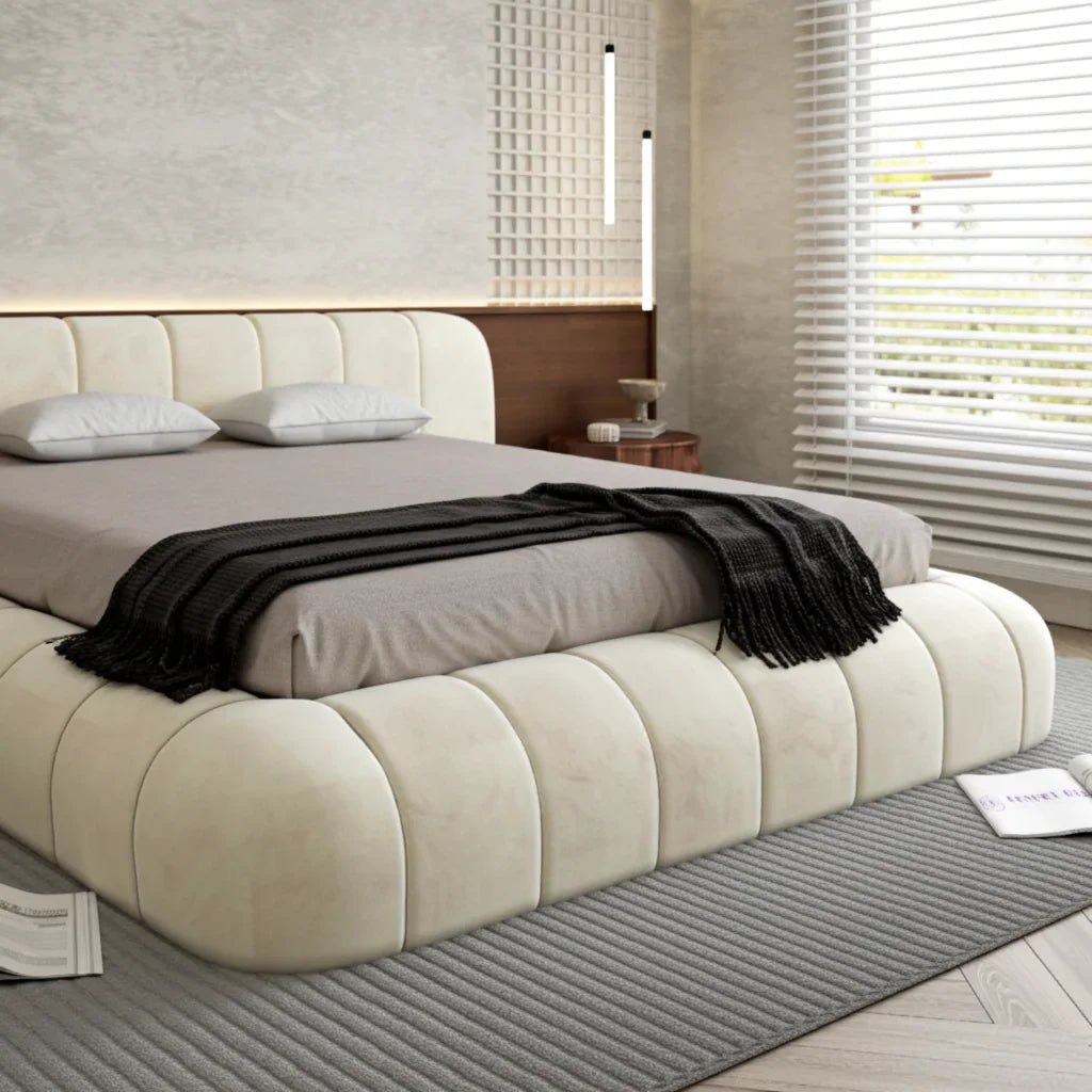 Luna Linear Upholstered Low Bed Frame
