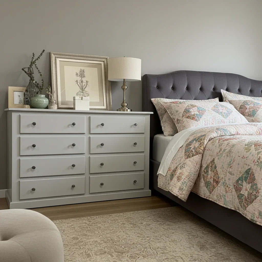 Cambridge 8-Drawer Chest – White, Grey & Dark Grey