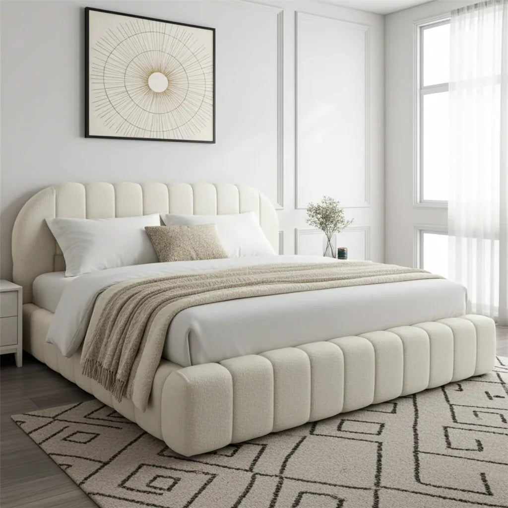 2025 Curve Cloud Bed– Ultra Comfort Upholstered Bed Frame | Luxury Fabric Bed UK