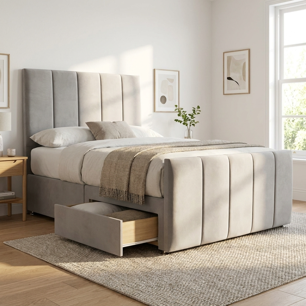 Sydney Classic Divan Bed – Tailored Finish with Matching Headboard - UK Beds Direct ltd