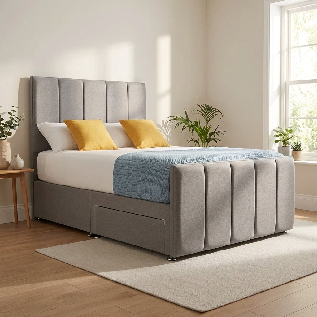 Sydney Classic Divan Bed – Tailored Finish with Matching Headboard - UK Beds Direct ltd