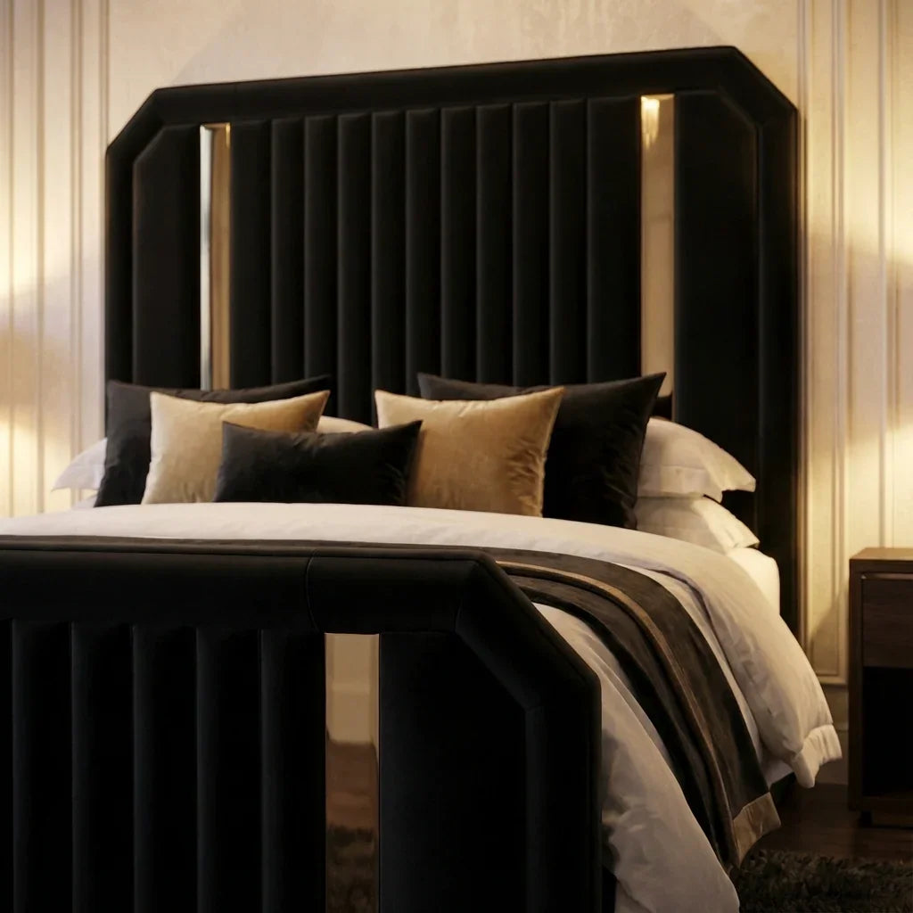 UKBedsDirect 2026 Dreamline Signature Bed – Luxury Upholstered Bed Frame with Gold/Chrome Accent Trim