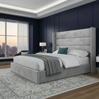 Oslo Straight Winged Bed Frame – Modern Minimalist Velvet Design
