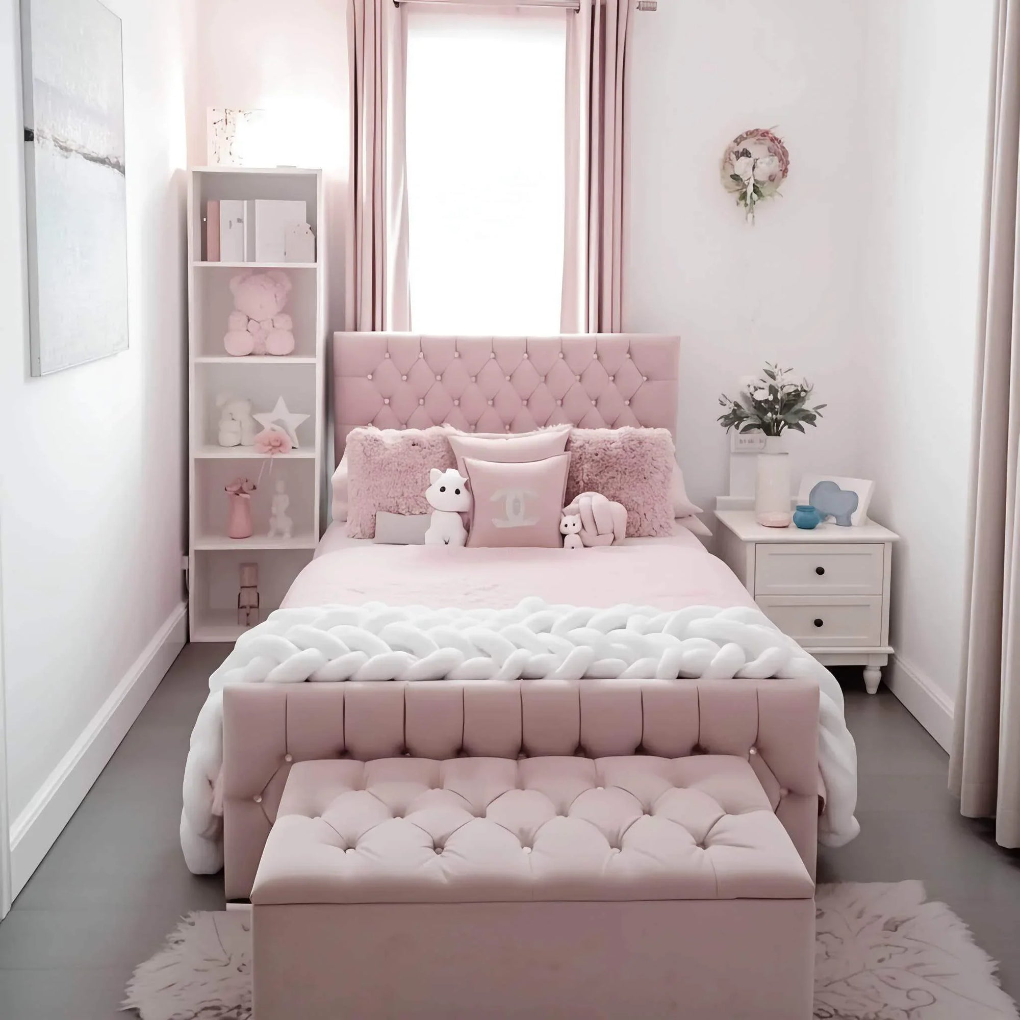 Luxury Arlo Upholstered Kids Bed Frame with Optional Ottoman Storage | UK Beds Direct - UK Beds Direct ltd
