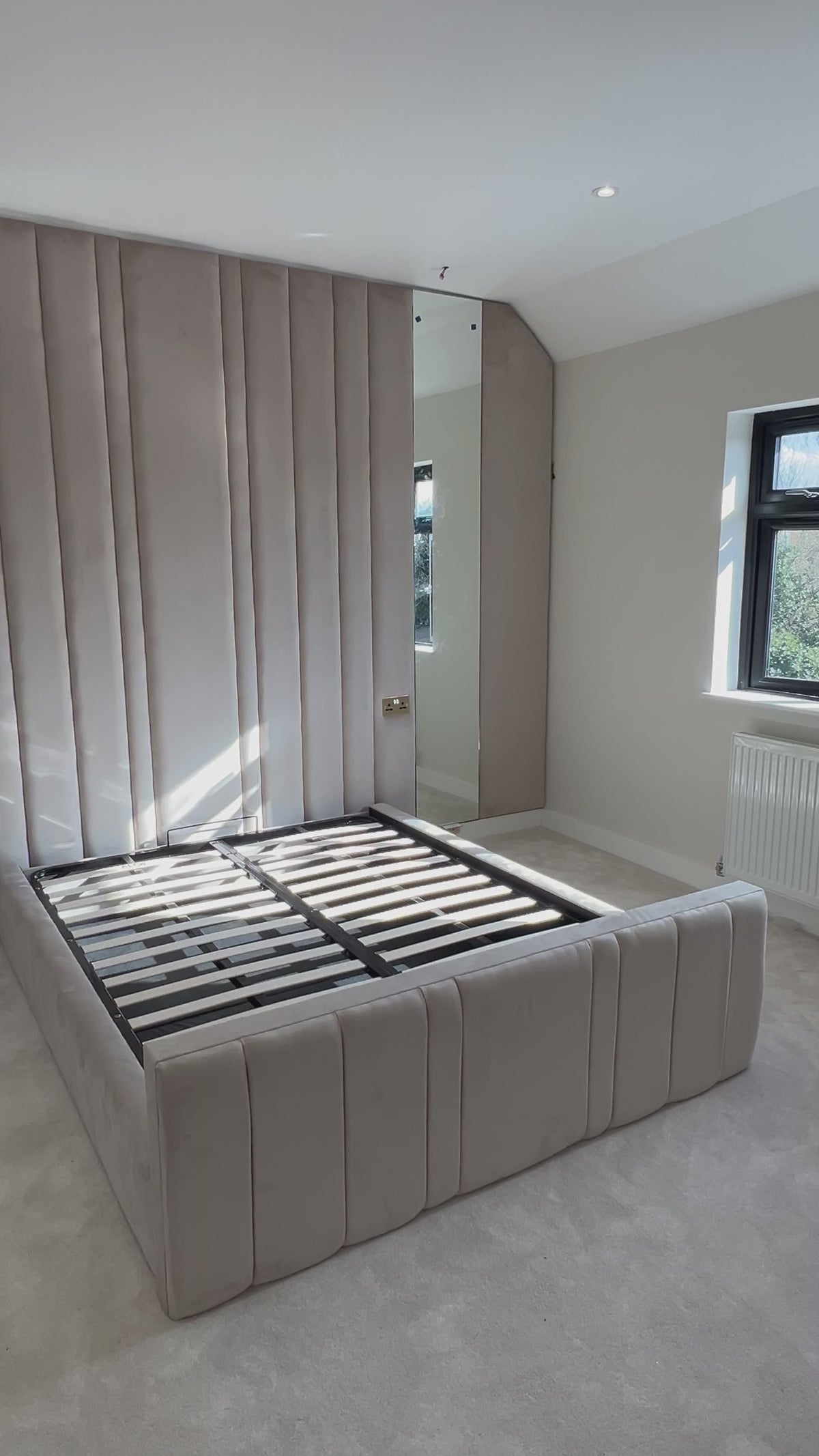 Vienna Wall Panel Bed – Bespoke Upholstered Bed Frame with Installation