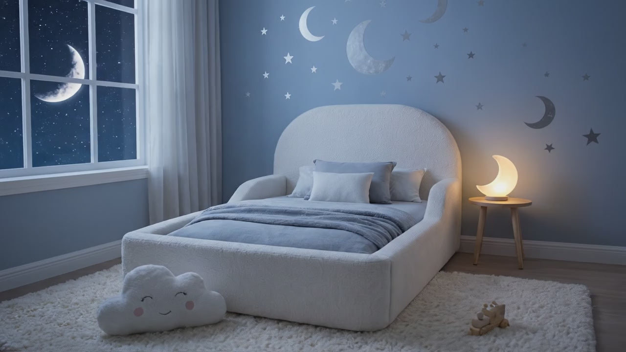 LunaNest Kids Bed – Bouclé Curved Bed Frame